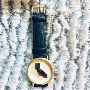 ⭐️ RARE ⭐️ Custom Made California Fashion Watch Gold & Black Crocodile Strap